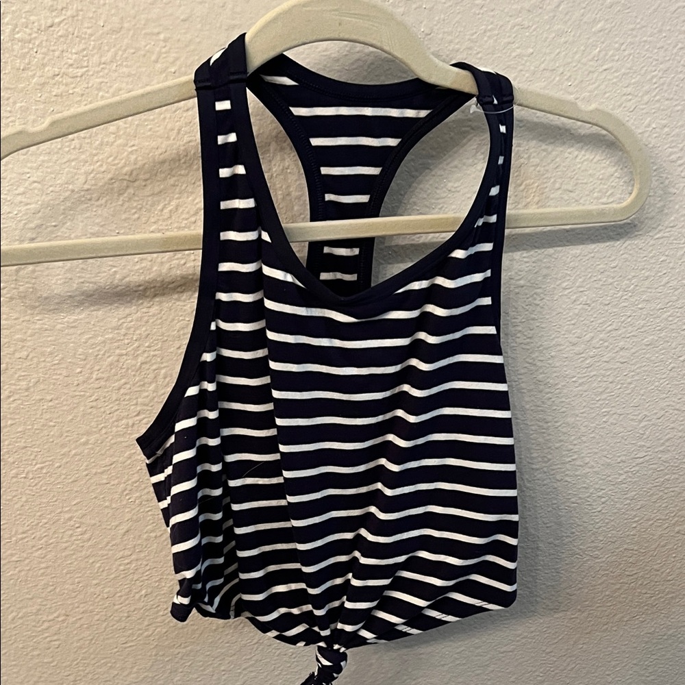 Aerie Navy and White Striped Crop Top